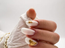 Gold almond nails: Το πιο κομψό μανικιούρ για τα Χριστούγεννα και την Πρωτοχρονιά gold almond nails 869x1024.jpg