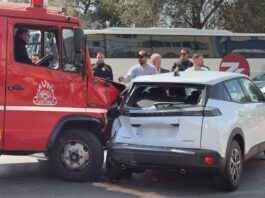 Καραμπόλα 4 αυτοκινήτων με πυροσβεστικό όχημα στην Αθηνών – Ένας τραυματίας, δείτε βίντεο troxaio athinwn 1200x630.jpg